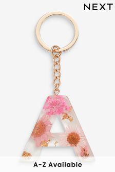 Pink Floral Resin Initial Keyring (U90039) | 11 €