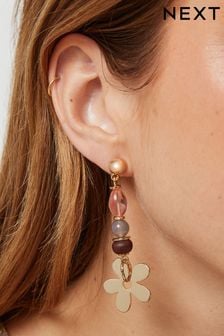 Gold Tone Floral Bead Earrings (U90047) | €12