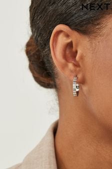 Sterling Silver Etched Mini Hoop Earrings (U90050) | €10