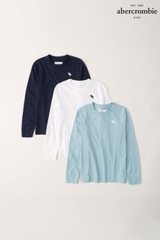 Abercrombie & Fitch Langärmelige Shirts, Blau, 3er-Pack