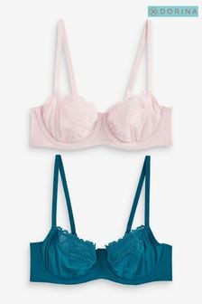 Dorina Curves Teal Blue & Pink Kelsea Eco Non Padded Wired Bras 2 Pack (U90132) | €16