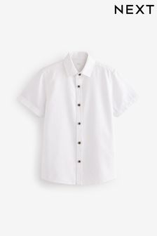 White Short Sleeve Linen Blend Shirt (3-16yrs) (U90268) | $19 - $28