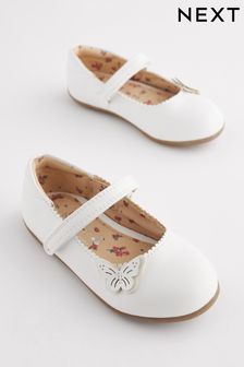 White Wide Fit (G) Butterfly Mary Jane Shoes (U90272) | €25 - €28