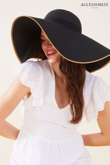 Accessorize - Oversized slappe zwarte hoed met contrasterende rand (U90356) | €40