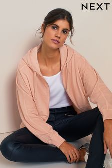 Coral Pink Elevated Zip Through Hoodie (U90530) | €25