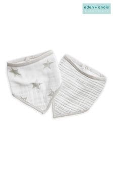 Aden + Anais Baby Grey Essentials Cotton Muslin Bandana Bibs 2-Pack (U90569) | €13