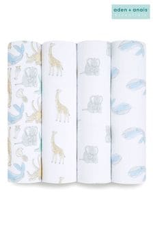 aden + anais natural history Essentials Cotton Muslin Blankets 4 Pack (U90571) | €55