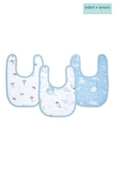 Aden + Anais™ Essentials Space Explorers Baby Lätzchen aus Baumwoll-Musselin mit Druckknopfverschluss im 3 Pack, Natur (U90573) | 20 €