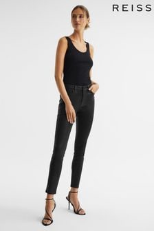 Reiss Black Hoxton PAIGE Coated Skinny Jeans (U90769) | $446