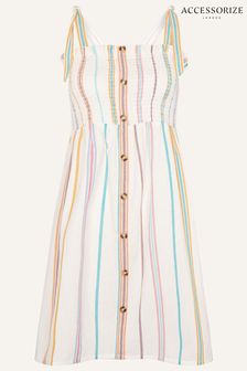 Accessorize Natural Stripe Button-Through Bandeau Dress (U90899) | €20