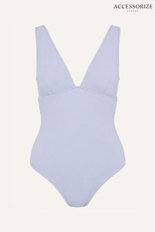Accessorize Blue Crinkle Plunge Swimsuit (U91103) | 125 zł