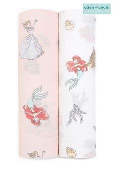 Aden + Anais White Essentials Disney Princess White Cotton Muslin Blankets 2-Pack (U91643) | OMR11