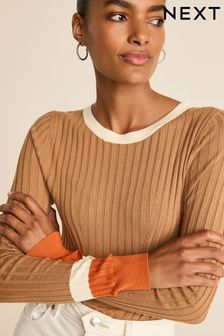 Camel Brown Fitted Ribbed Jumper (U91699) | €12