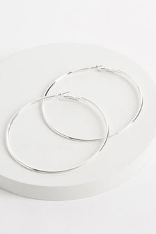 Silver Tone Oversized Hoop Earrings (U91942) | kr93