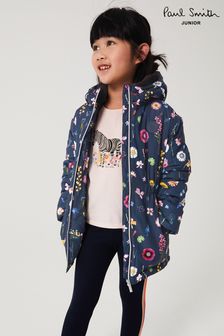 Paul Smith Junior Girls Navy Blue Floral Rain Mac Jacket (U92060) | €131