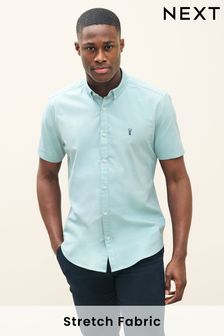 Ice Blue Short Sleeve Stretch Oxford Shirt (U92926) | 96 zł