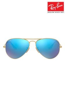 Gold & Blue Mirror Lens - Ray-ban Large Aviator Sunglasses (U93008) | kr3 190