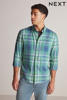 Green Soft Touch Long Sleeve Check Shirt (U93021) | $48