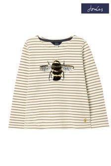 Joules Yellow Harbour Luxe Long Sleeve Stripe And Artwork T-Shirt (U93089) | $31 - $35