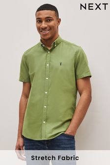 Green Slim Short Sleeve Stretch Oxford Shirt (U93121) | 69 zł