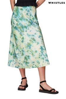 Whistles Waterflower Green Bias Cut Skirt (U93125) | SGD 198