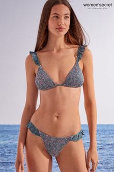 Women'secret Bas de bikini bleu taille moyenne à imprimé fleuri (U93166) | €8