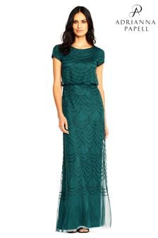 Adrianna Papell綠色束腰珠飾連衣裙 (U93267) | HK$2,252