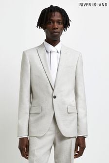 River Island Cream Sb1 Peak Dobbie Texture Suit: Jacket (U93370) | €46