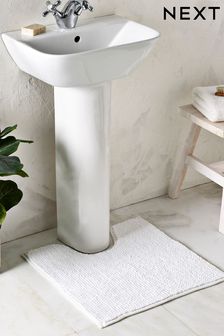 White Bobble Pedestal Bath Mat