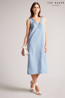 Ted Baker Blue Laurez Slip Dress With Lace Detail (U94082) | €110
