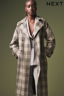 Monochrome Check Double Breasted Trench Coat (U94147) | ₪ 327
