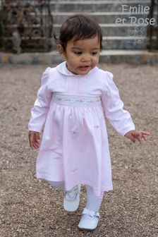 Emile Et Rose Pink Dress With Embroidered Flowers And Tights (U94208) | €69