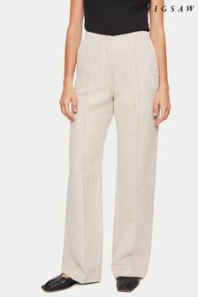 Jigsaw Cream Linen Cotton Hale Trousers (U94309) | ₪ 559