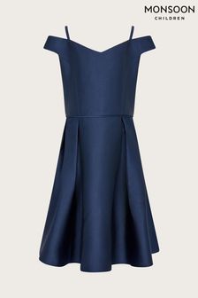 Monsoon Blue Duchess Twill Bardot Prom Dress (U94332) | 3,319 UAH - 3,605 UAH