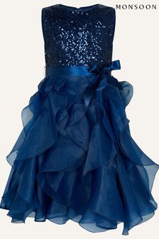 Monsoon Blue Cancan Ruffle Dress (U94344) | €83 - €95
