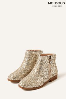 Monsoon Gold Sparkle Glitter Ankle Boots (U94357) | DKK337 - DKK375