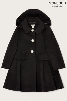 Monsoon Black Pocket Detail Pleated Hooded Coat (U94403) | ₪ 265 - ₪ 312