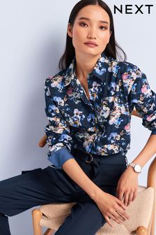 Blue Floral Long Sleeve Cotton Shirt (U94417) | 30 €
