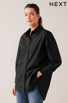 Black Oversized Long Sleeve Cotton Shirt (U94469) | TRY 759