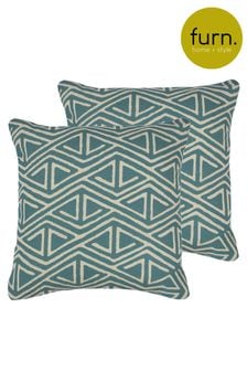 furn. 2 Pack Teal Blue Nomi Mono Print Filled Cushions (U94593) | NT$840