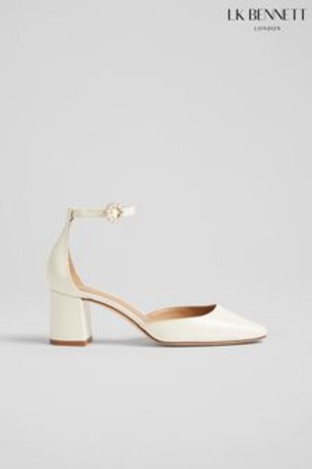 LK Bennett Darling White Patent Leather Pearl Buckle D'orsay Courts (U95070) | 348 €