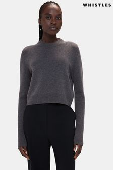 Серый укороченный свитер из шерсти Whistles (U95159) | €65