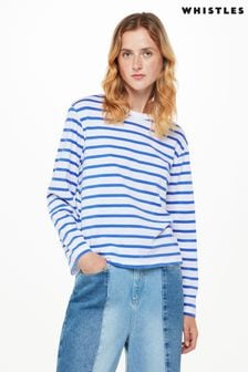 Whistles Blue Stripe Cotton Top (U95163) | kr900