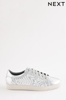 Silver Signature Leather Padded Star Trainers (U95189) | €33.50