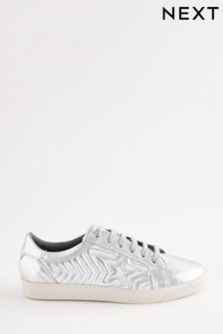 Silver Signature Leather Padded Star Trainers (U95189) | 34 €