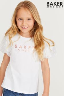 Baker by Ted Baker White Flock Sleeve T-Shirt (U95248) | KRW29,600 - KRW39,400