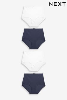Navy Blue/White Full Brief Cotton Rich Knickers 4 Pack (U95407) | 16 €