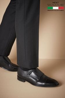 Black Signature Italian Leather Double Monk Shoes (U95470) | R1 242