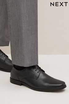 Black Regular Fit Leather Derby Shoes (U95480) | €19