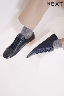 Темно-синий - Обычный крой - Кожаные кроссовки (U95483) | €61